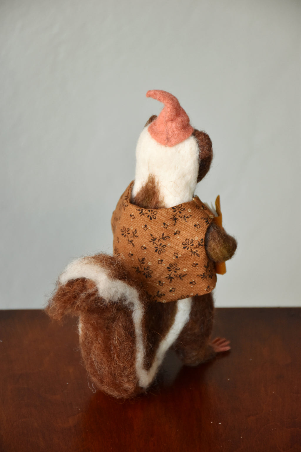 Needle Felted Wanderer Reader Brown Skunk - OOAK by Joanne Hawthorn and Harthicune