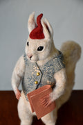 Needle Felted Wanderer Reader White Squirrel - OOAK by Joanne Hawthorn and Harthicune