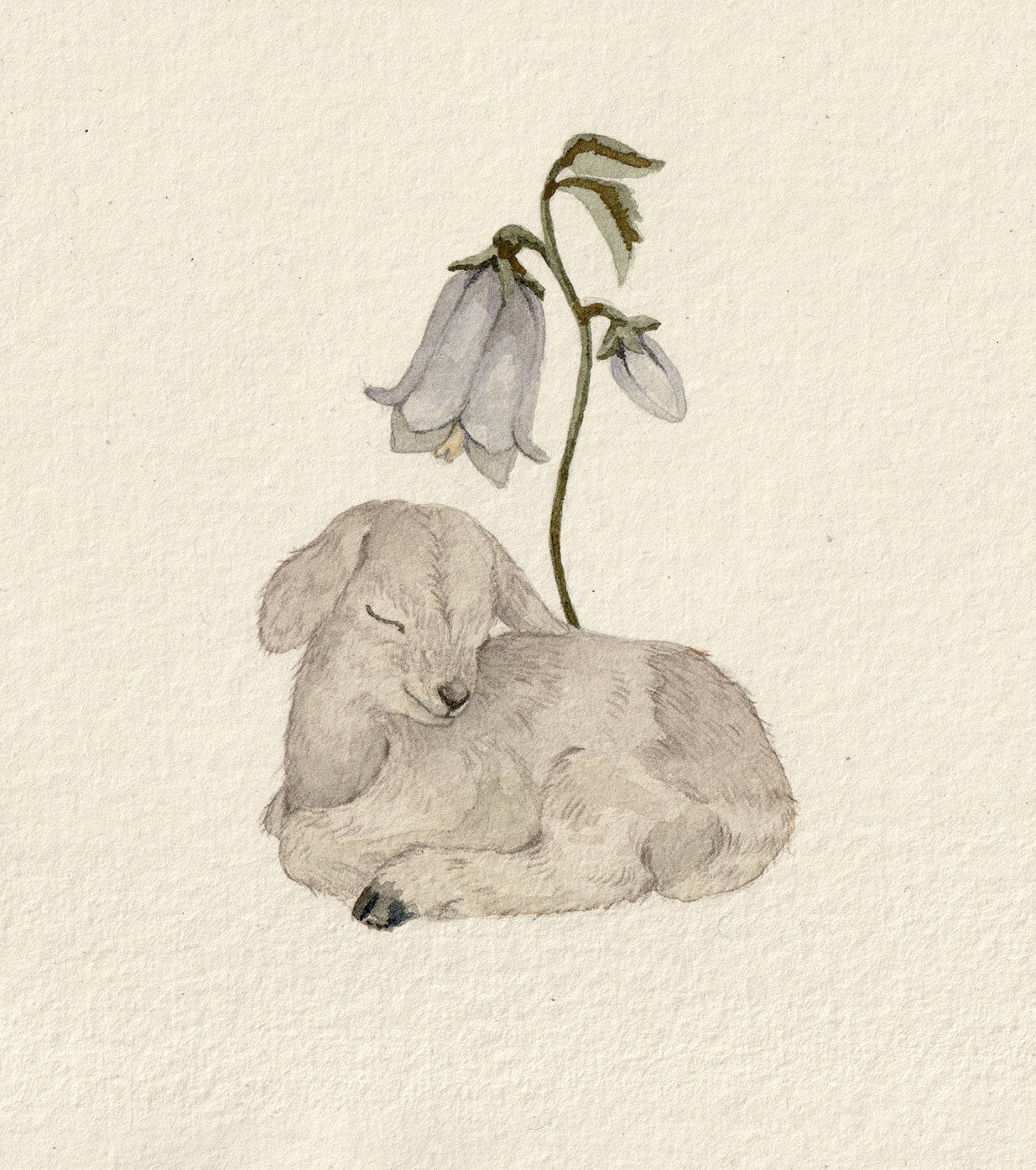Sleeping Little Goat 1- Original Watercolor Illustration